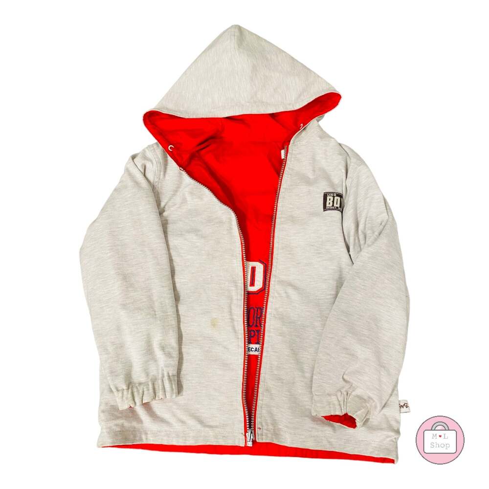 Boys Reversible Red and Grey Teddy Bear Jacket - Picture 4 of 6